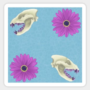 Hyena Skull Floral Blue Sticker